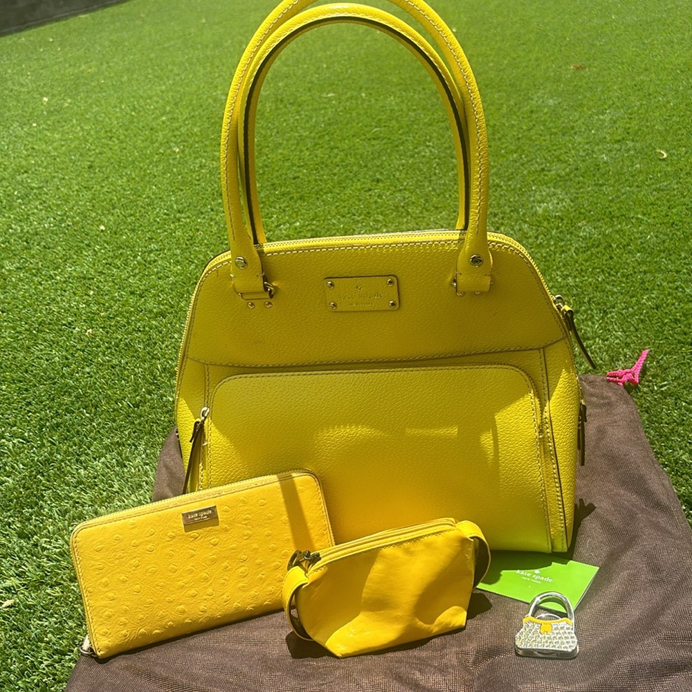 3 Pcs one price! KATE SPADE ♠️ WELLESLEY STREET LEATHER RACHELLE SATCHEL HANDBAG